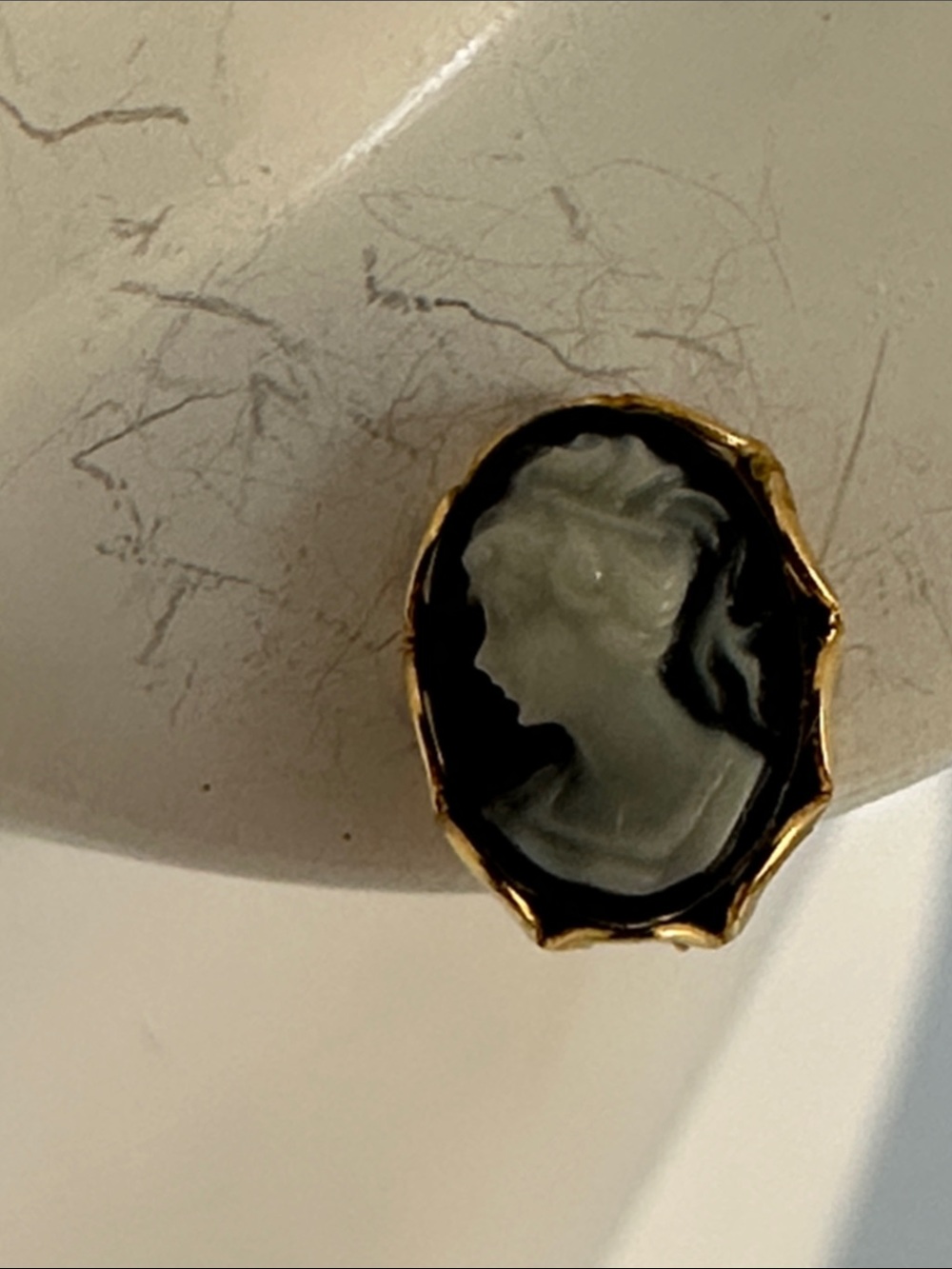 Vintage GF Cameo Stud Earrings - Black and white